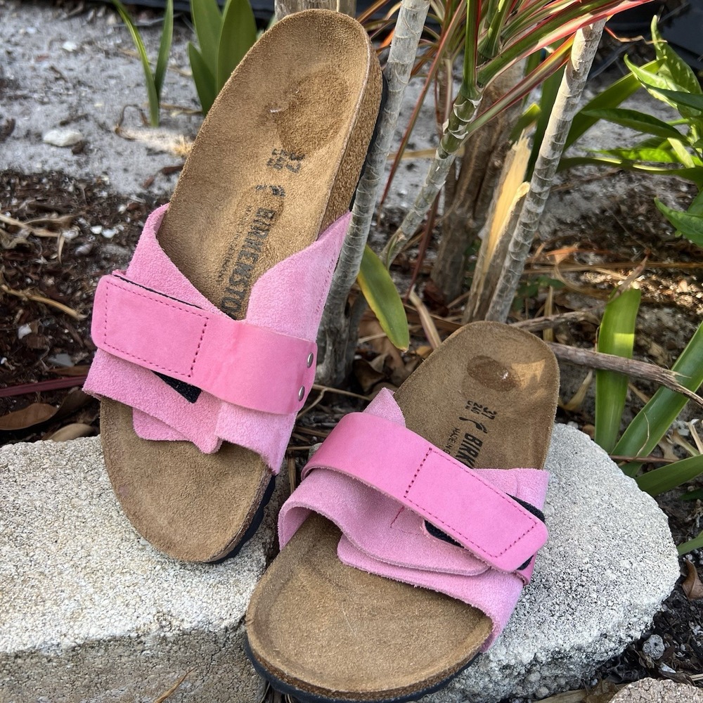 NEW BIRKENSTOCK Kyoto Pink Suede Leather Hook & Loop Strap WOMENS 6 37